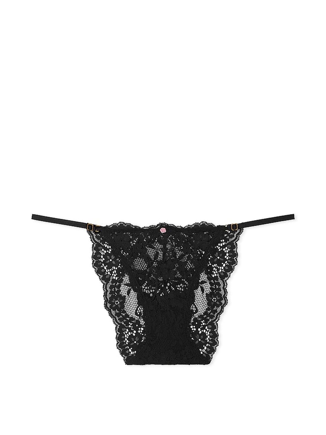 vs Dream Angels Lace Adjustable String Bikini Panty Black 3 of 4 