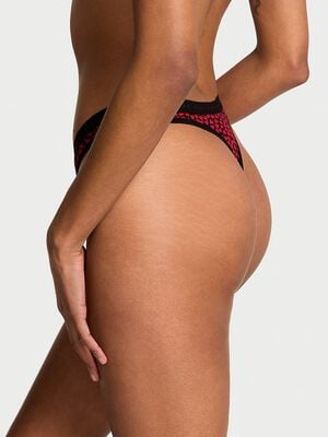 Stretch Cotton High-Leg Scoop Thong Panty
