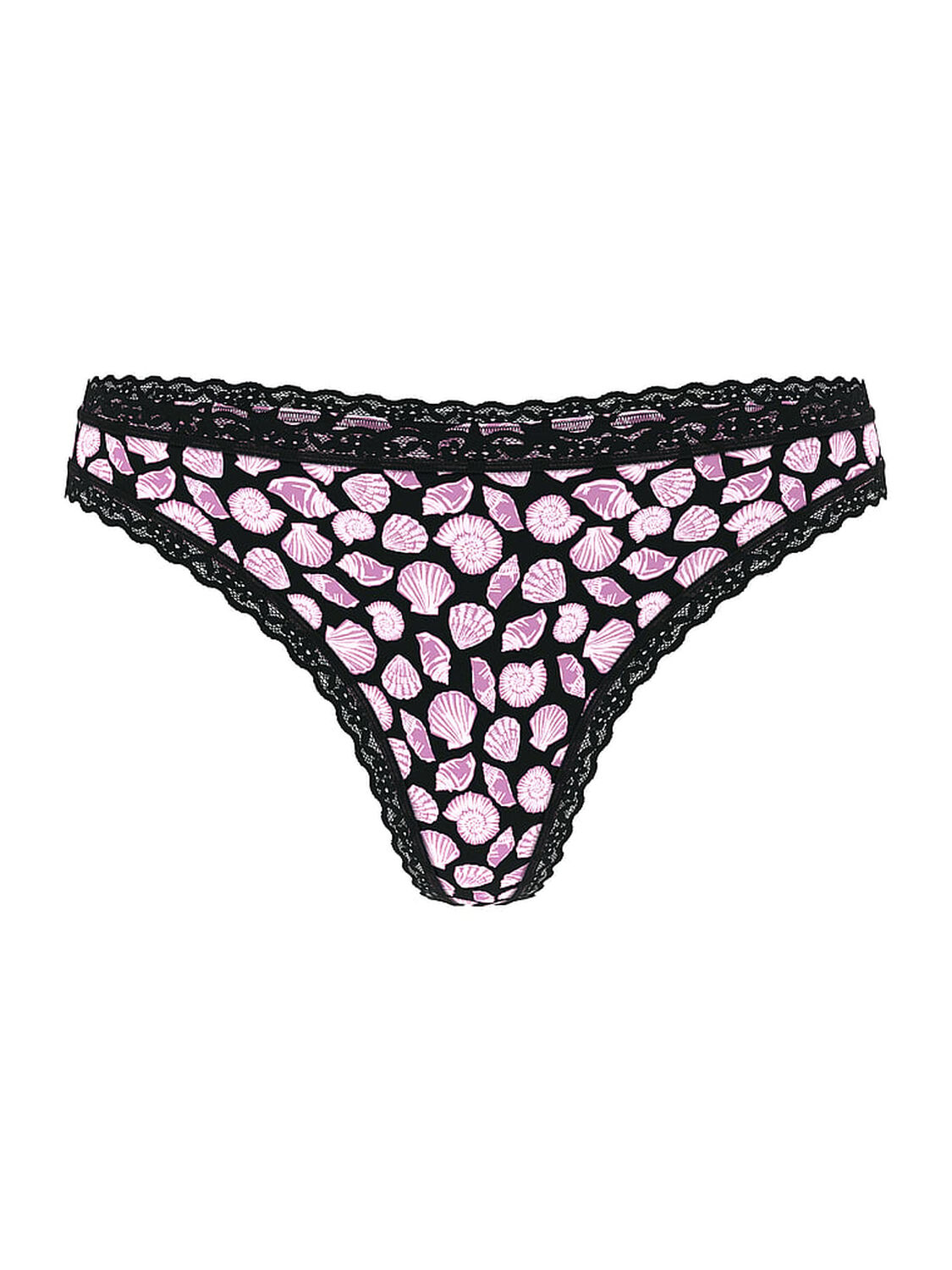 vs The Lacie Cotton Lace-Waist Thong Black & Pink Seashells 3 of 3 