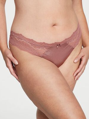 Lace-Trim Smooth Shimmer Thong Panty