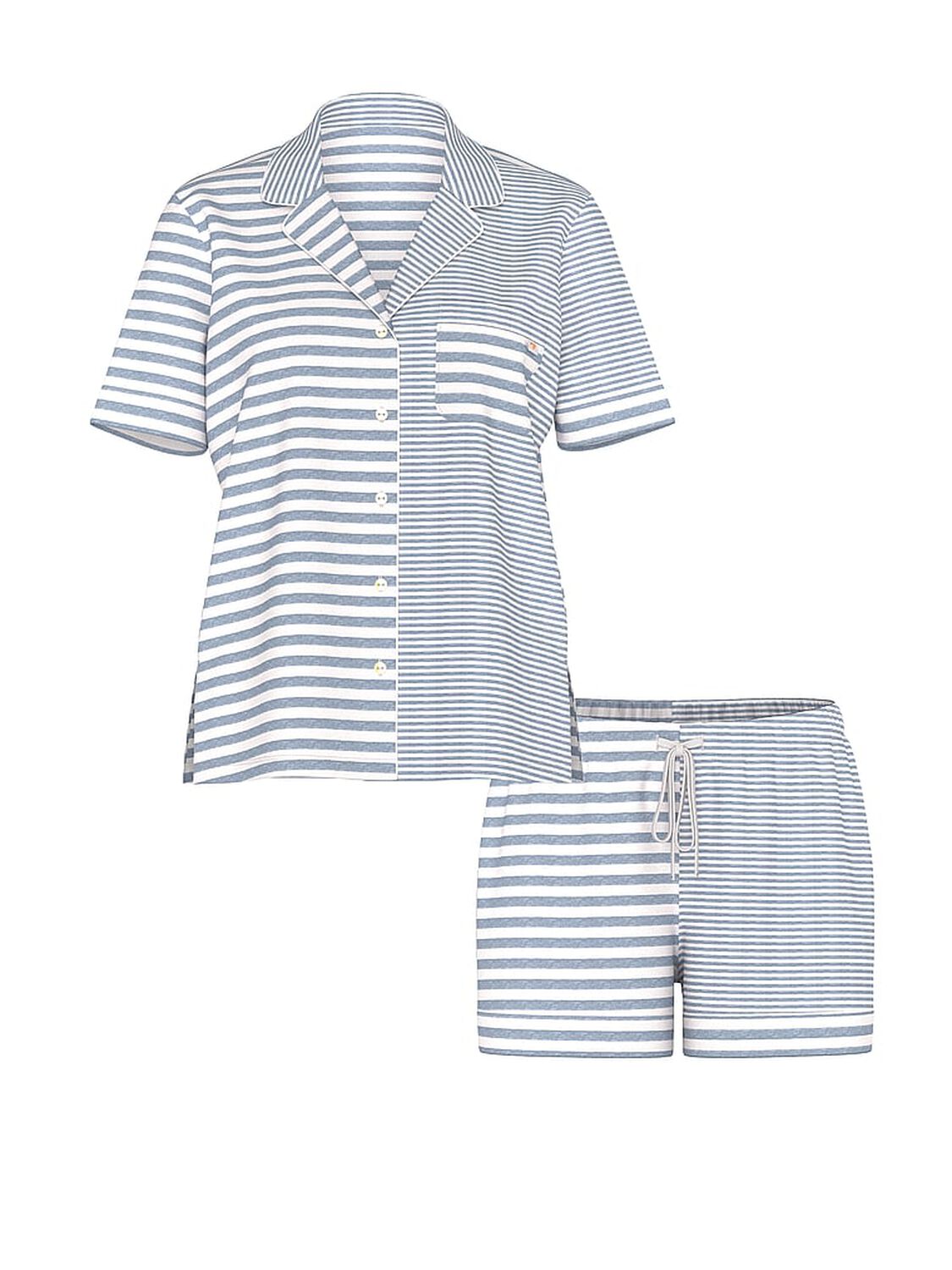 vs Victoria's Secret Modal Soft Short Pajama Set Medium Heather Grey/Coconut White Yd Stripe 1 of 1 