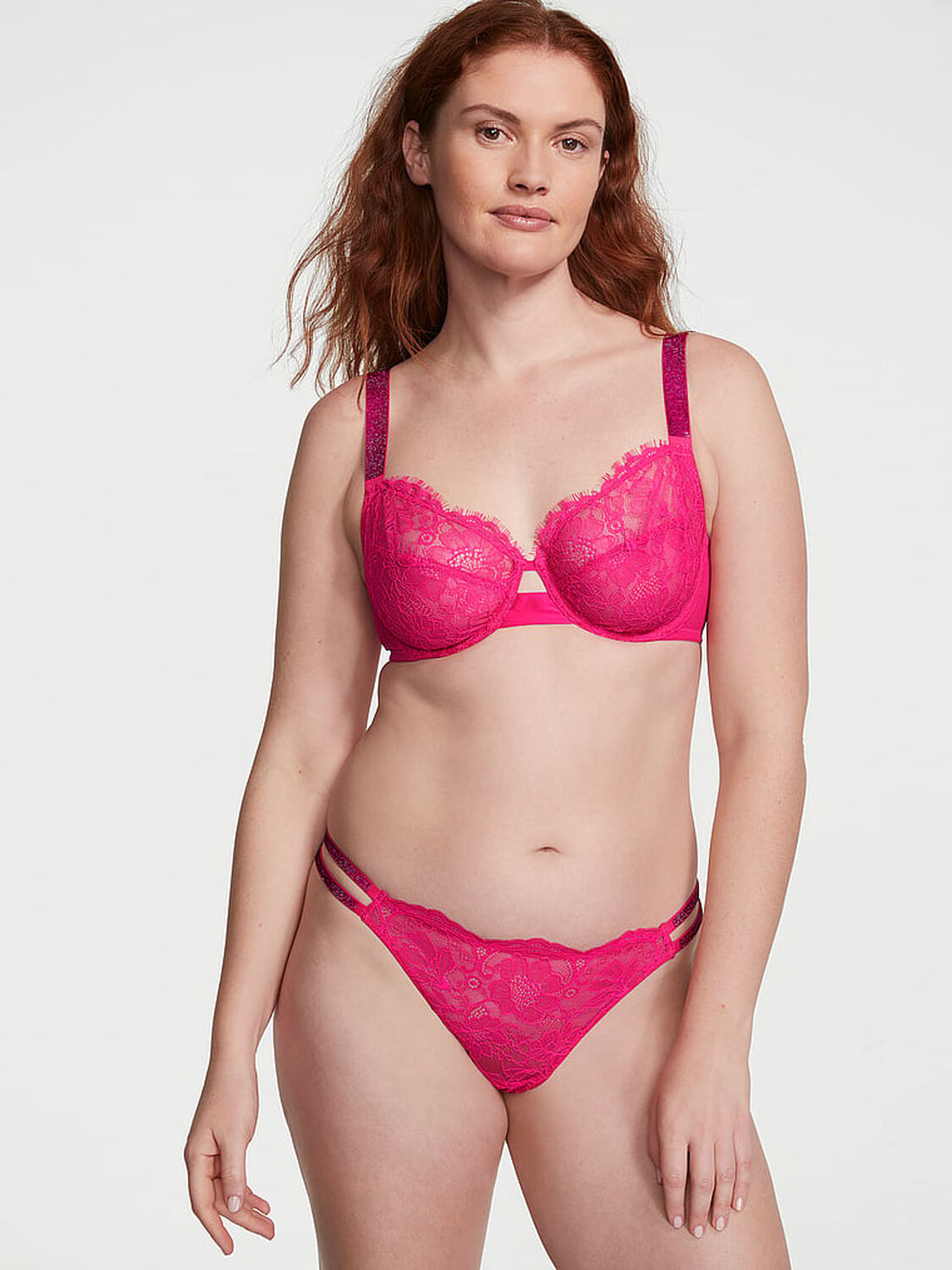 vs Very Sexy Double Shine Strap Lace Thong Panty 4 of 4 