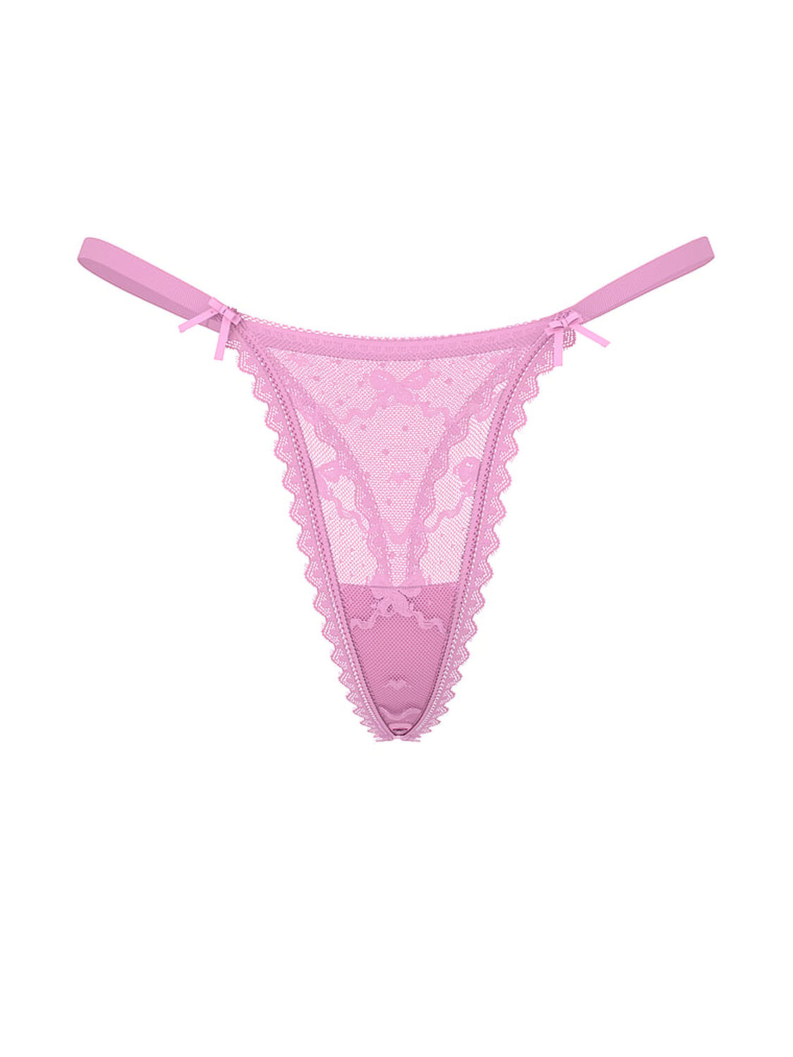 vs The Lacie Bow Lace Mesh String Thong Panty Bikini Pink 3 of 3 