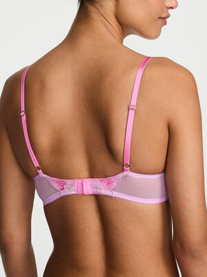 Watercolor Embroidery Push-Up Bra