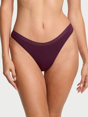 Stretch Cotton High-Leg Scoop Thong Panty