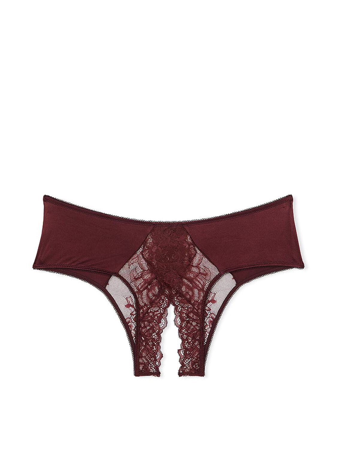 vs Very Sexy Rose Lace Crotchless Cheeky Panty Burgundy Brown 3 of 3 