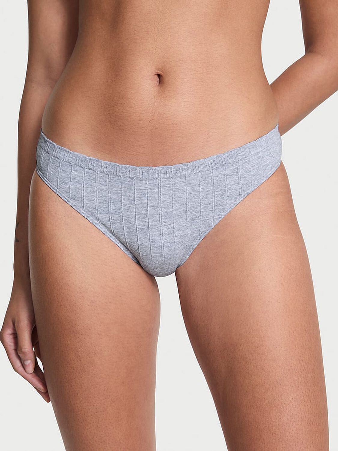 vs Seamless Seamless Cotton Rib Thong Panty Medium Heather Grey 3 of 3 
