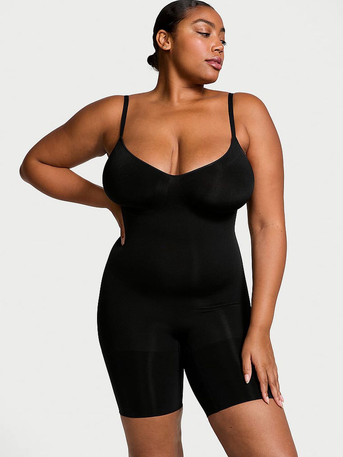 vs Victoria's Secret Shapewear by Victoria SeamlessShaping™ Mid-Thigh Bodysuit Black 1 of 4 