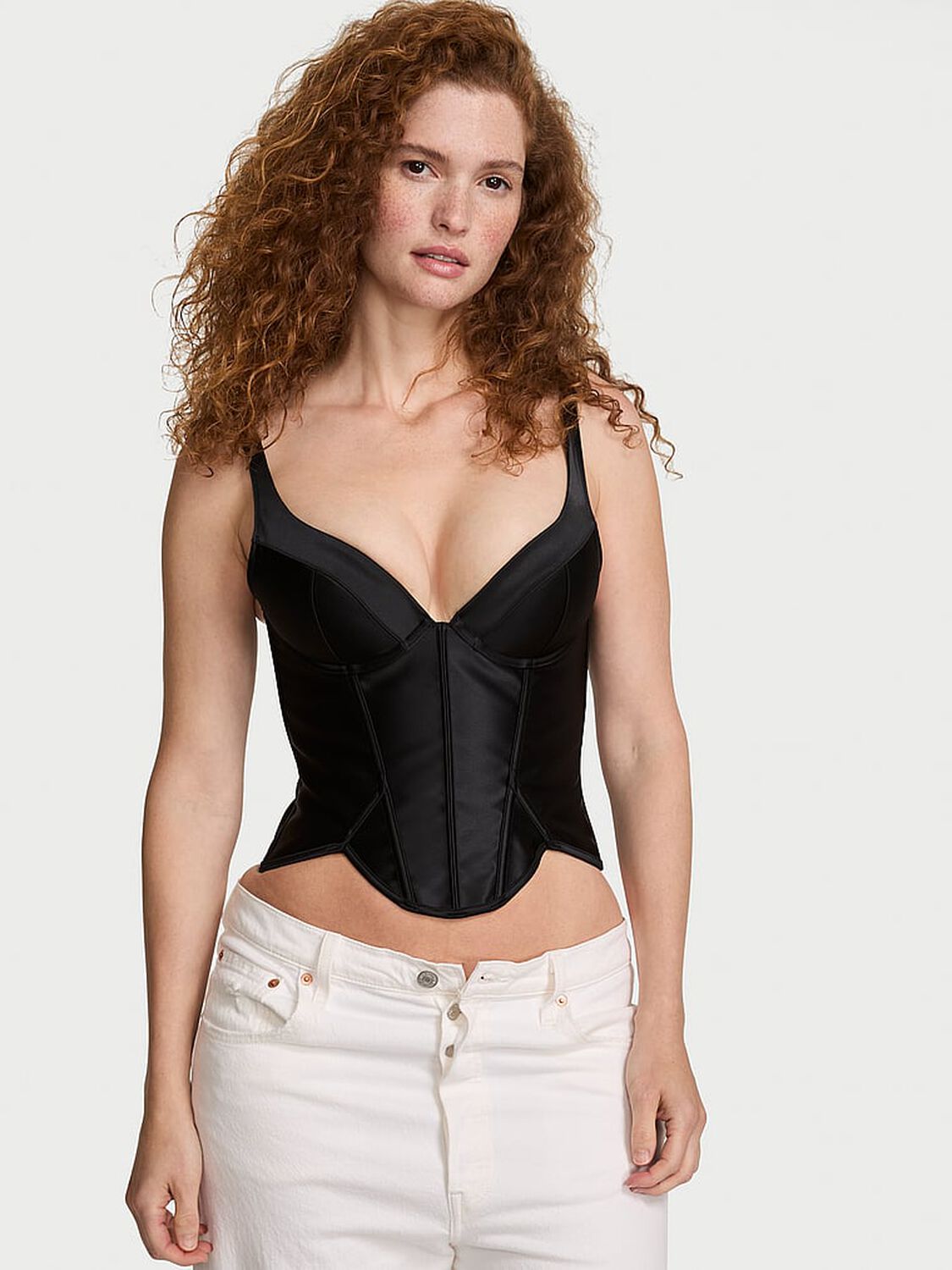 vs Very Sexy Push-Up Satin Corset Top Black 1 of 2 