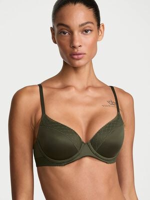 Lace-Trim Lightly Lined Demi Bra