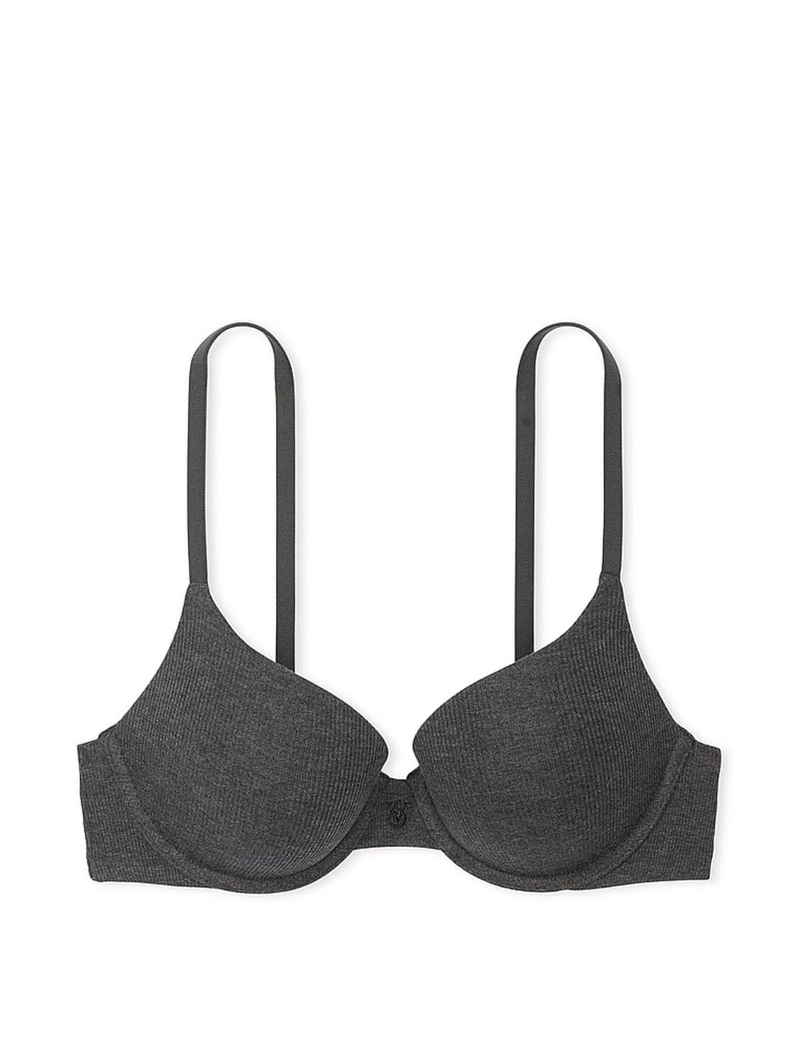 vs The T-Shirt Push-Up Perfect Shape Ribbed Cotton Bra Grey 3 of 3 