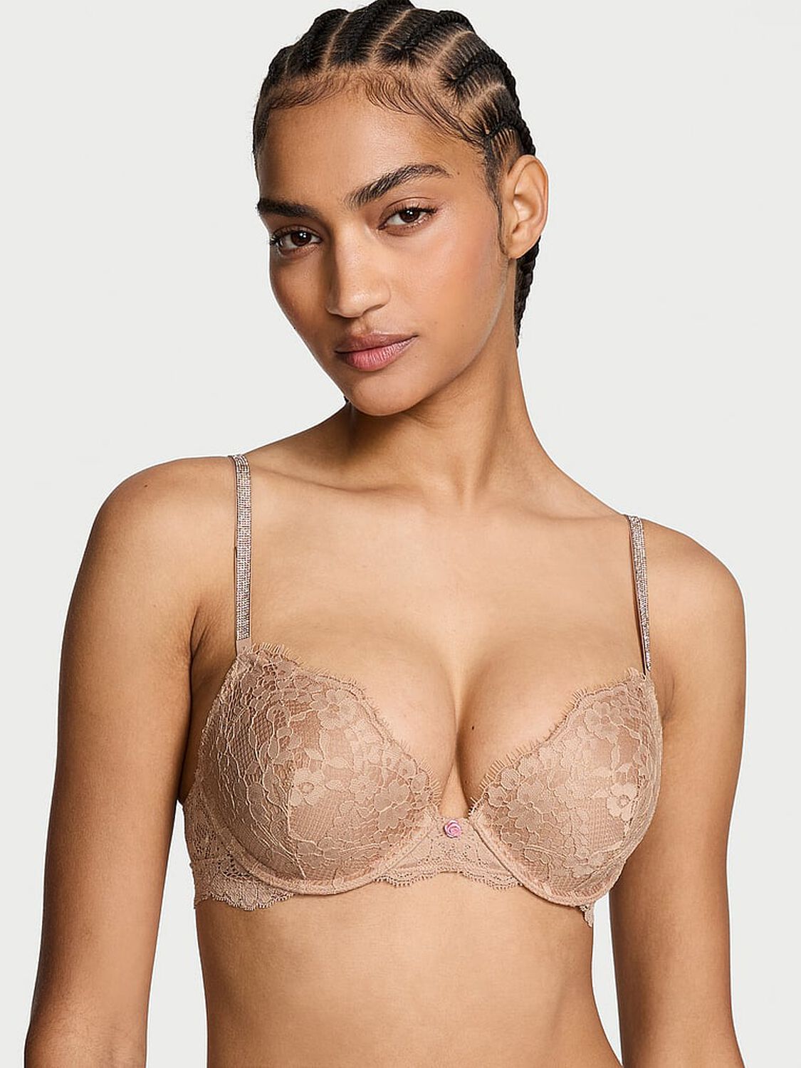 vs Dream Angels Twinkle Strap Lace Push-Up Bra Praline 1 of 4 