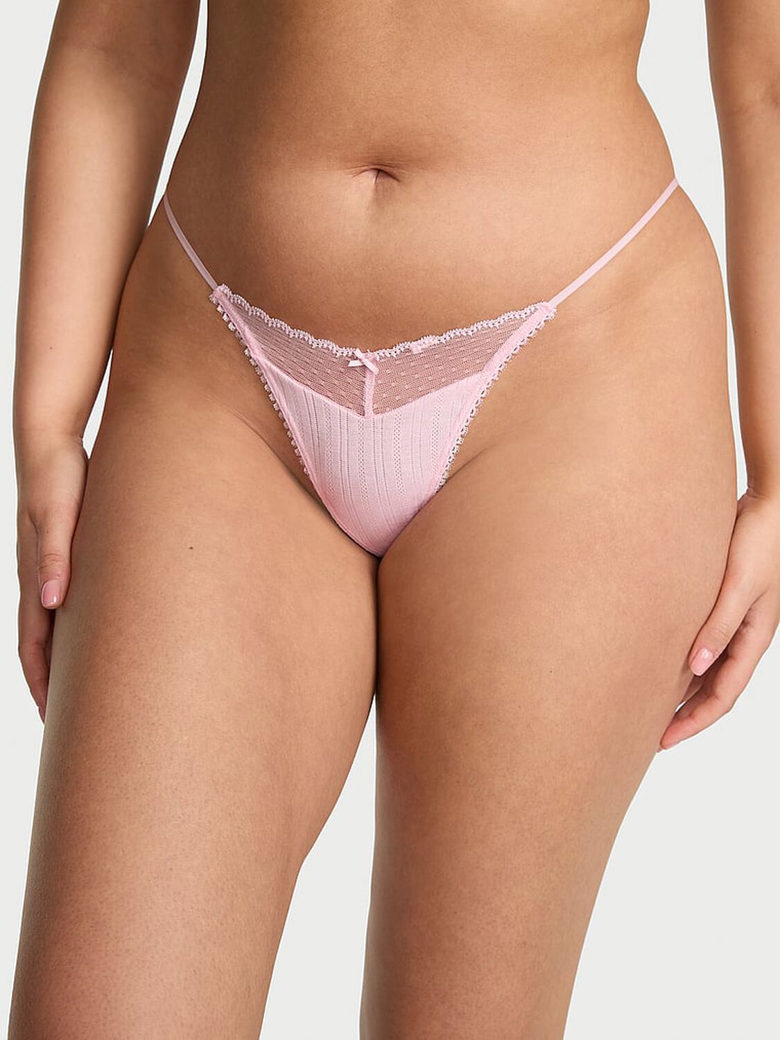vs Victoria's Secret Lace Pointelle V-String Panty Pretty Blossom 2 of 2 