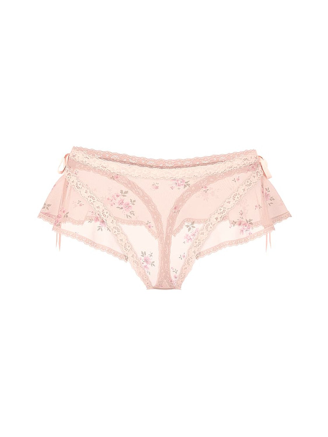vs Dream Angels Sheer Flutter High-Leg Thong Panty Pink Floral 2 of 2 