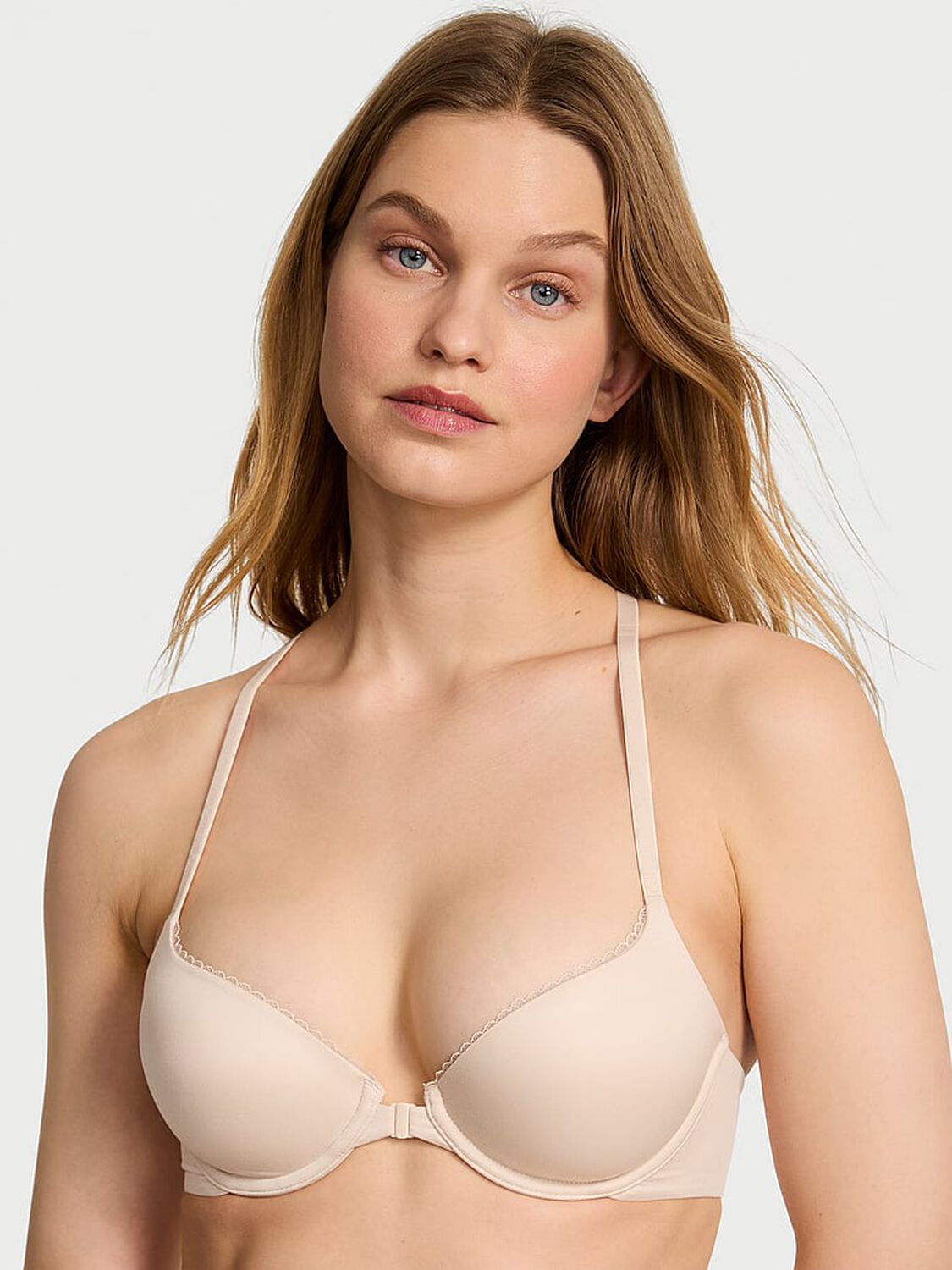 vs Body By Victoria Lightly Lined Lace Racerback Demi Bra Marzipan 1 of 3 
