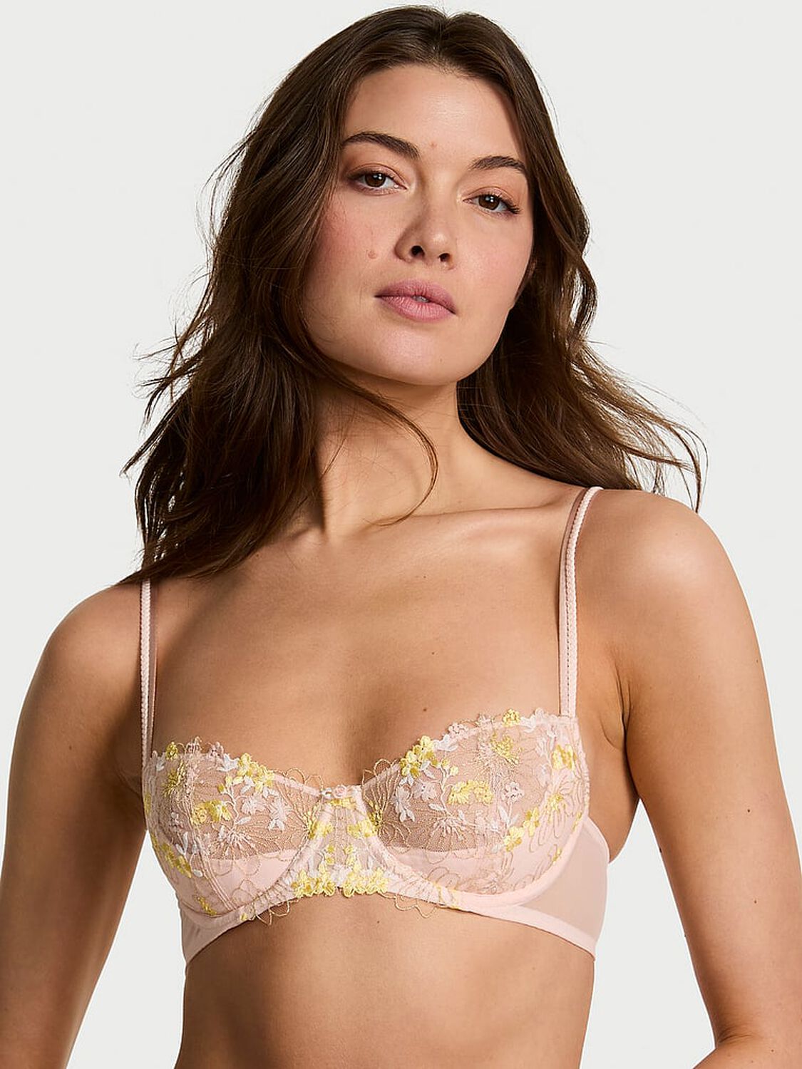 vs Dream Angels Wicked Wildflower Embroidery Unlined Balconette Bra Bare Blooms 1 of 3 