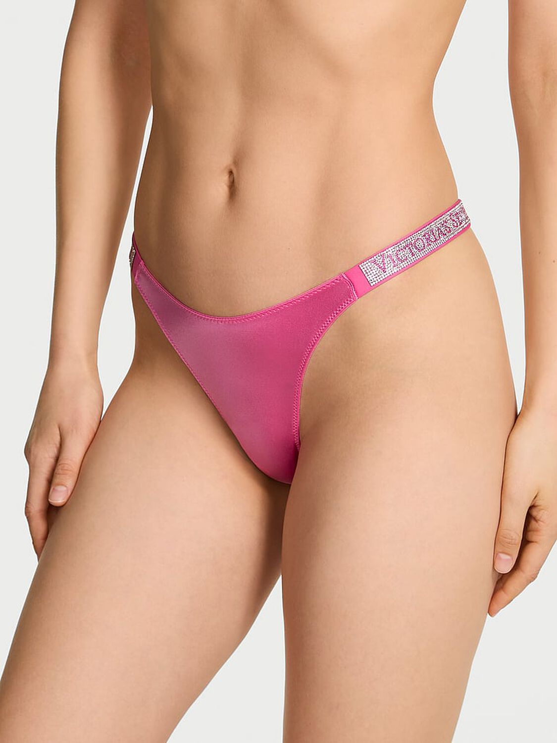 vs Very Sexy Shine Strap Thong Panty Rose Garden 1 of 2 