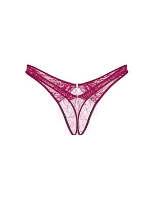 Rose Lace High-Leg Crotchless Thong Panty