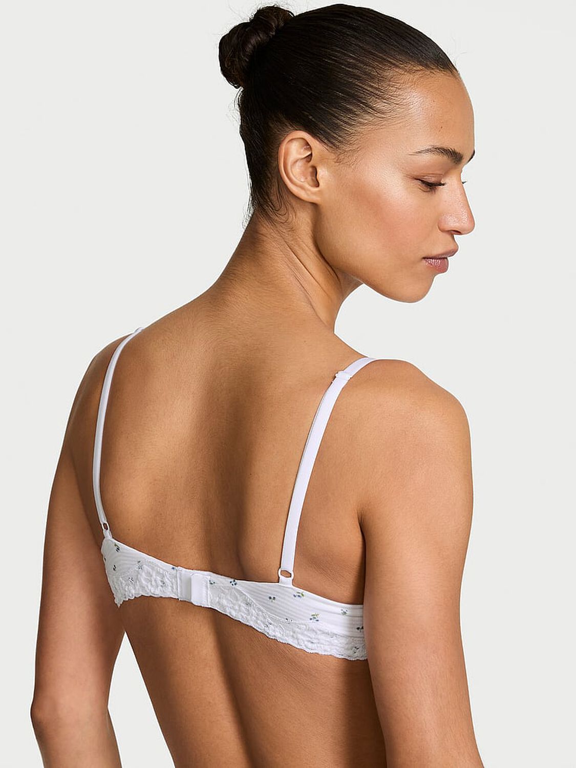 vs The T-Shirt Perfect Shape Cotton Shadow Stripe Lace-Trim Push-Up Bra White Floral 2 of 2 