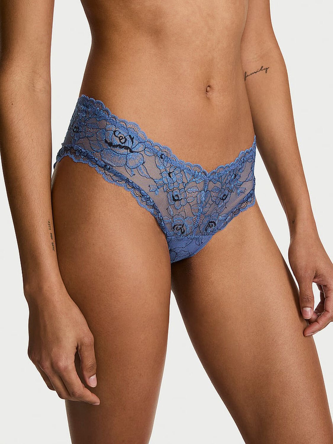 vs Very Sexy Denim Rose Lace High-Leg Cheeky Panty Denim Blue 1 of 4 