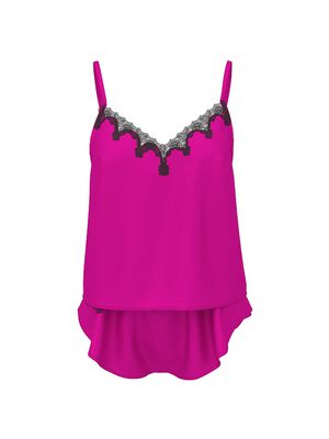 Satin Rose Lace-Trim Cami & Flutter Short Set