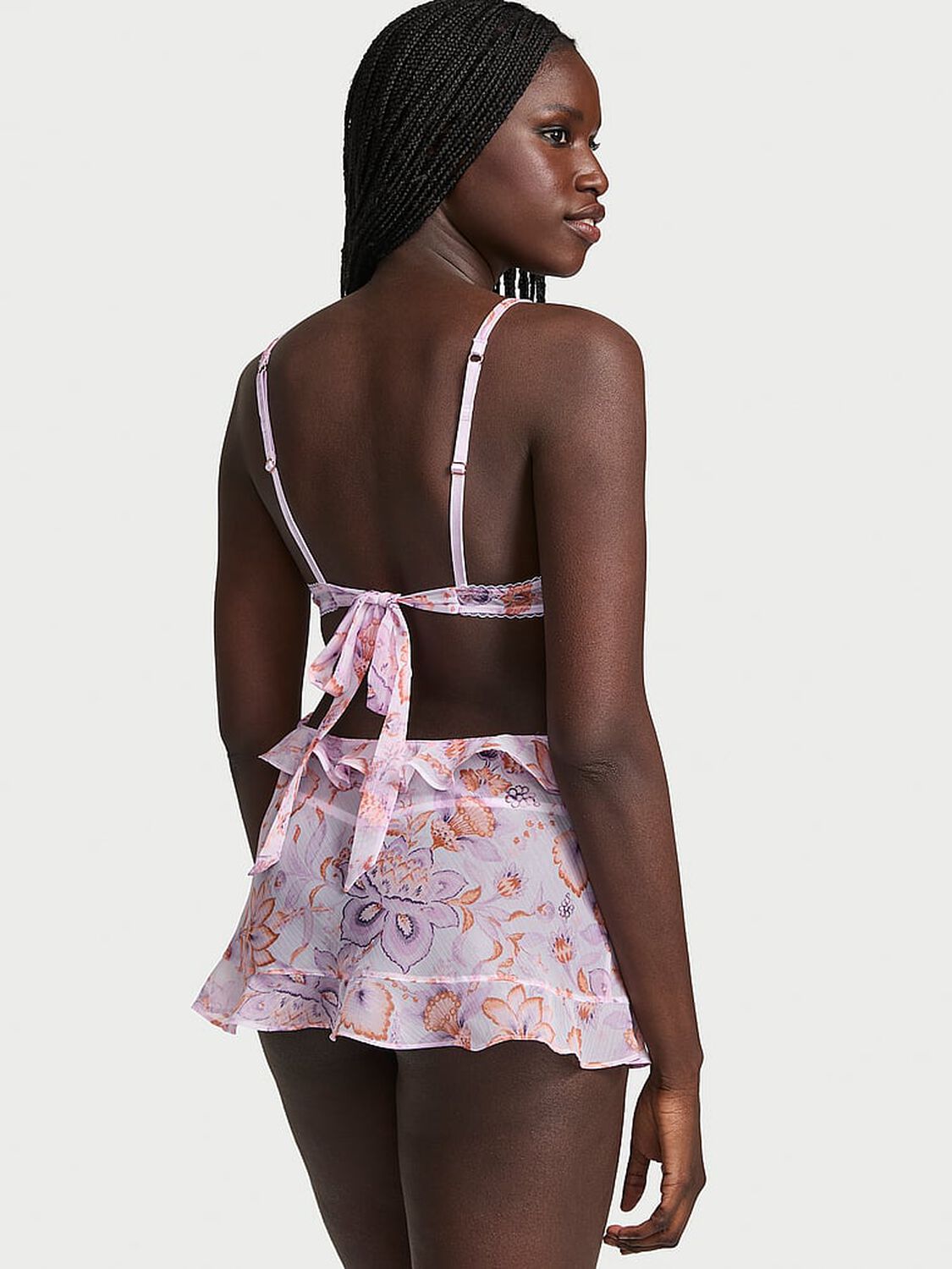 vs Very Sexy Vintage Blossom Babydoll Set Delicate Violet Floral 2 of 4 