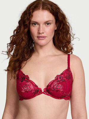 Red Rose Unlined Low-Cut Demi Bra