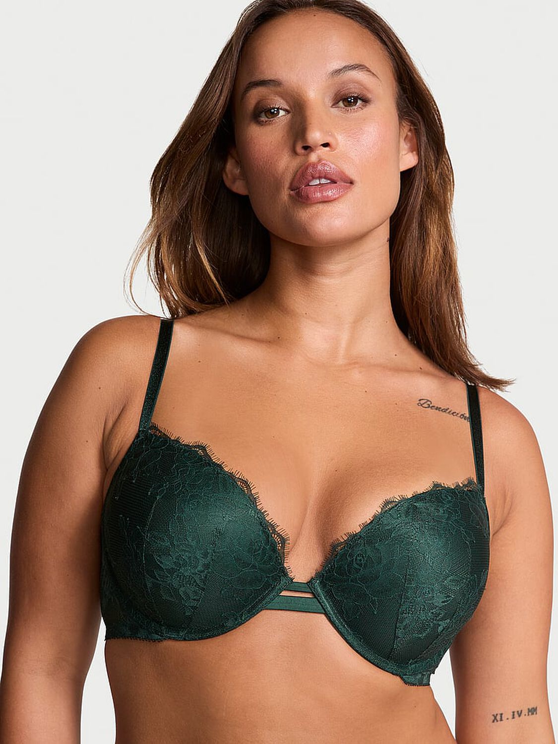 vs Very Sexy Rose Lace Push-Up Bra Botanical Green 1 of 4 