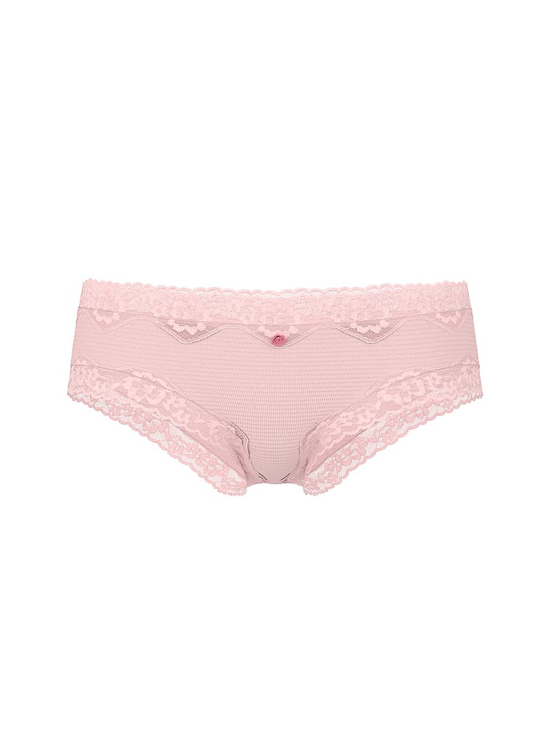 vs Lace Trim Cotton Shadow Stripe Lace-Waist Cheeky Panty Angel Pink 3 of 3 