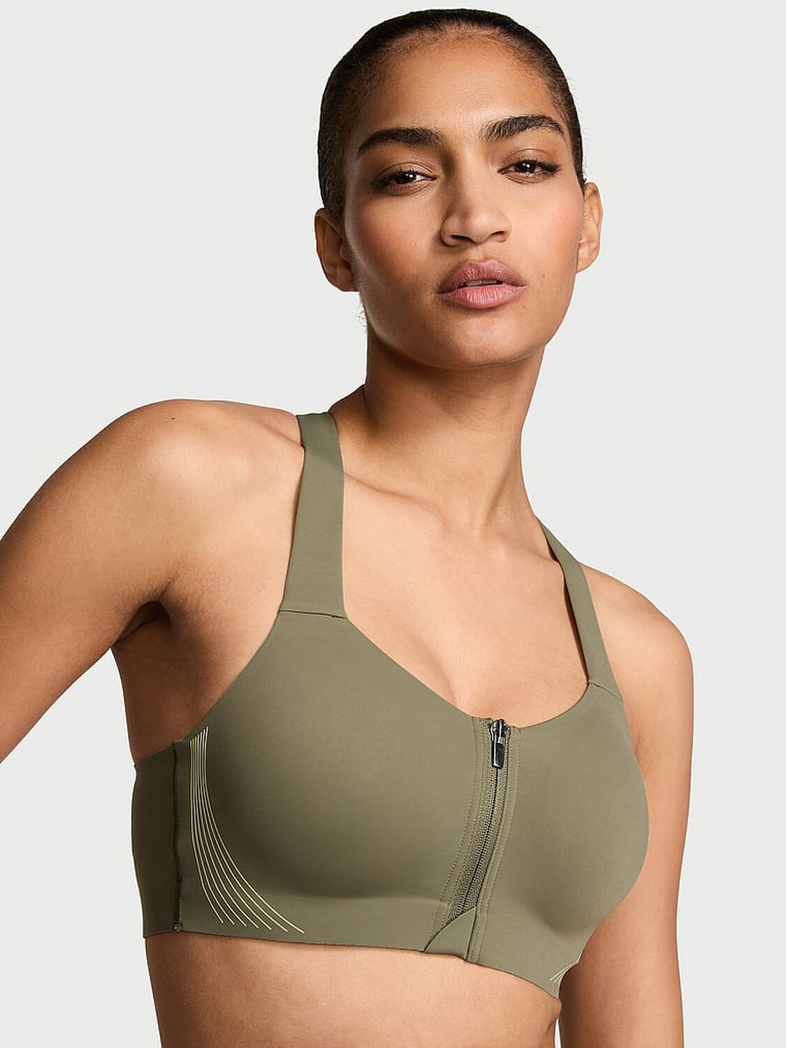vs Vsx Knockout Front-Close Sports Bra Desert Cactus 1 of 4 