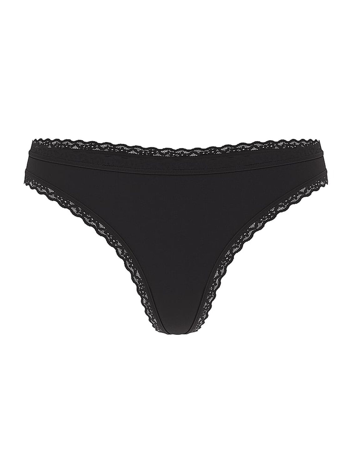 vs The Lacie Stretch Cotton Lace-Waist Thong Panty Black 3 of 3 