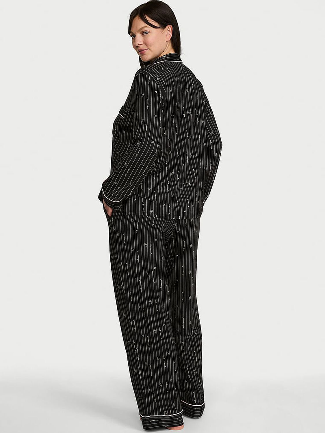 vs Victoria's Secret SoSoft&trade; Modal Long Pajama Set Black Heart Stripes 2 of 3 