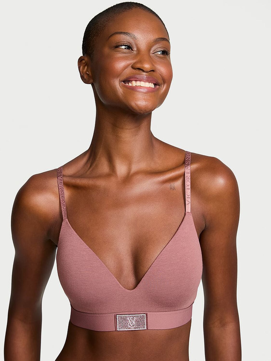 vs The T-Shirt Shine Patch Lightly Lined Wireless Bra Vintage Rose 1 of 4 