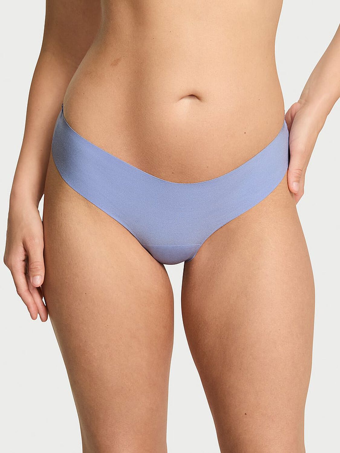 vs No-Show No-Show Mesh-Back Logo Thong Panty Light Lavender 1 of 3 