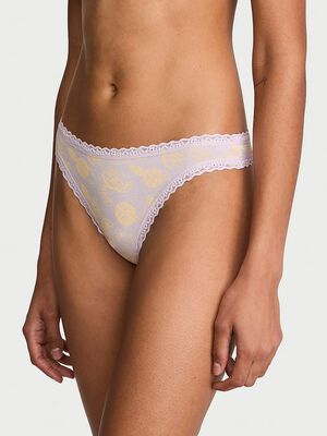 Cotton Lace-Waist Thong