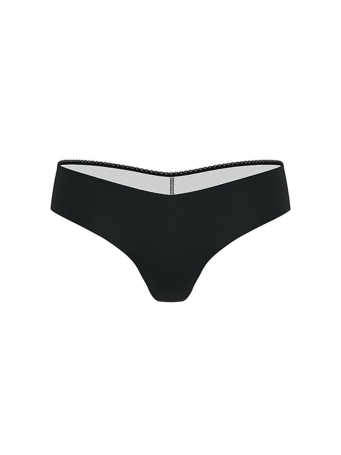 vs No-Show No-Show Mesh-Back Logo Thong Panty Black 1 of 3 