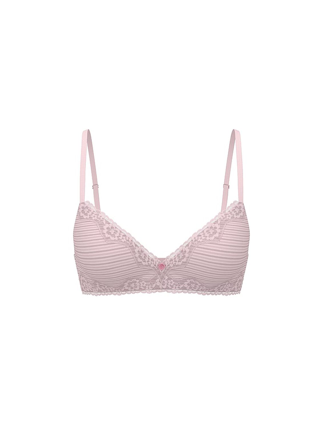 vs The T-Shirt Cotton Shadow Stripe Lace-Trim Lightly Lined Wireless Bra Angel Pink 3 of 3 