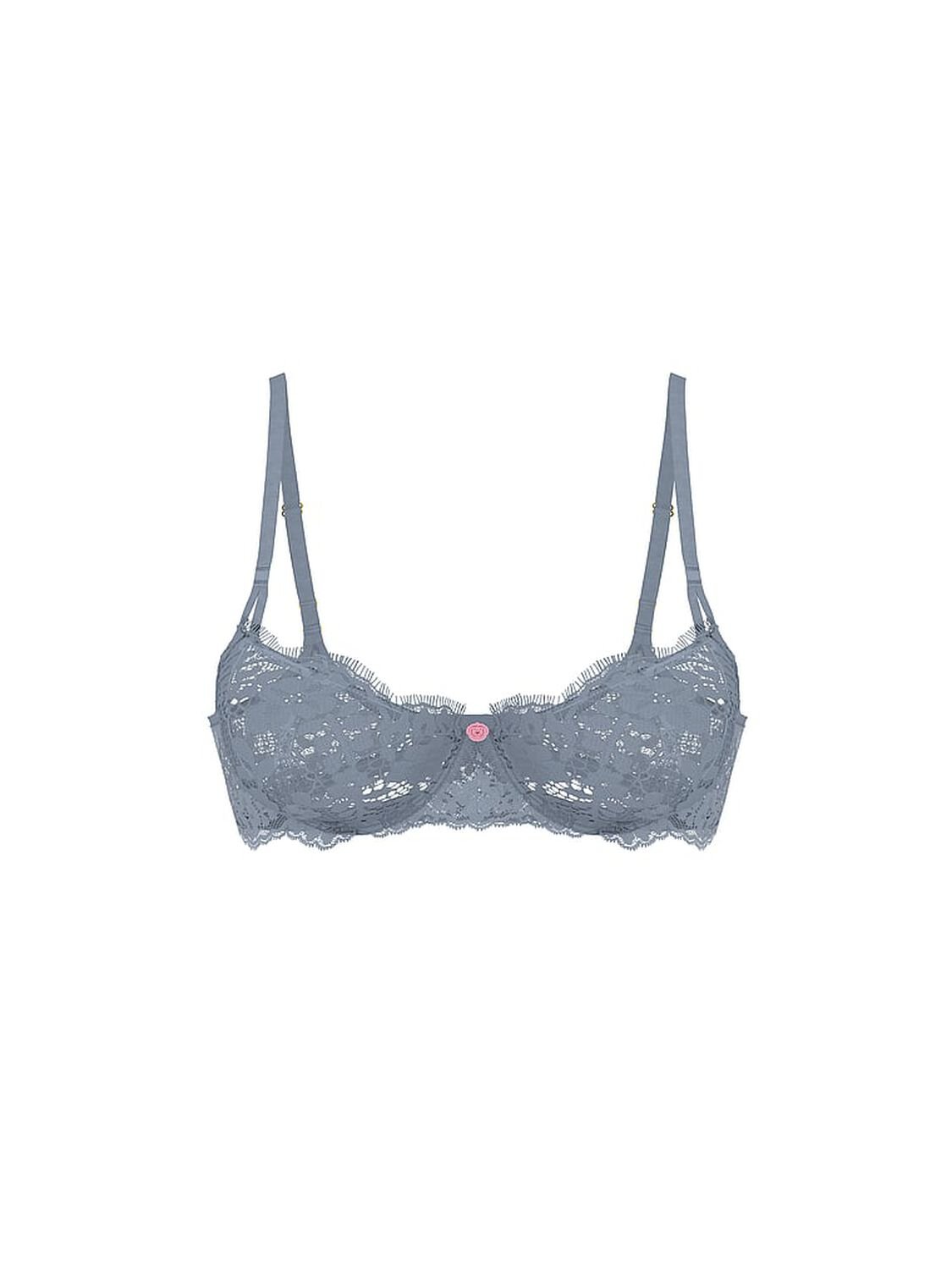 vs Dream Angels Wicked Unlined Lace Balconette Bra Blue Grey 3 of 3 