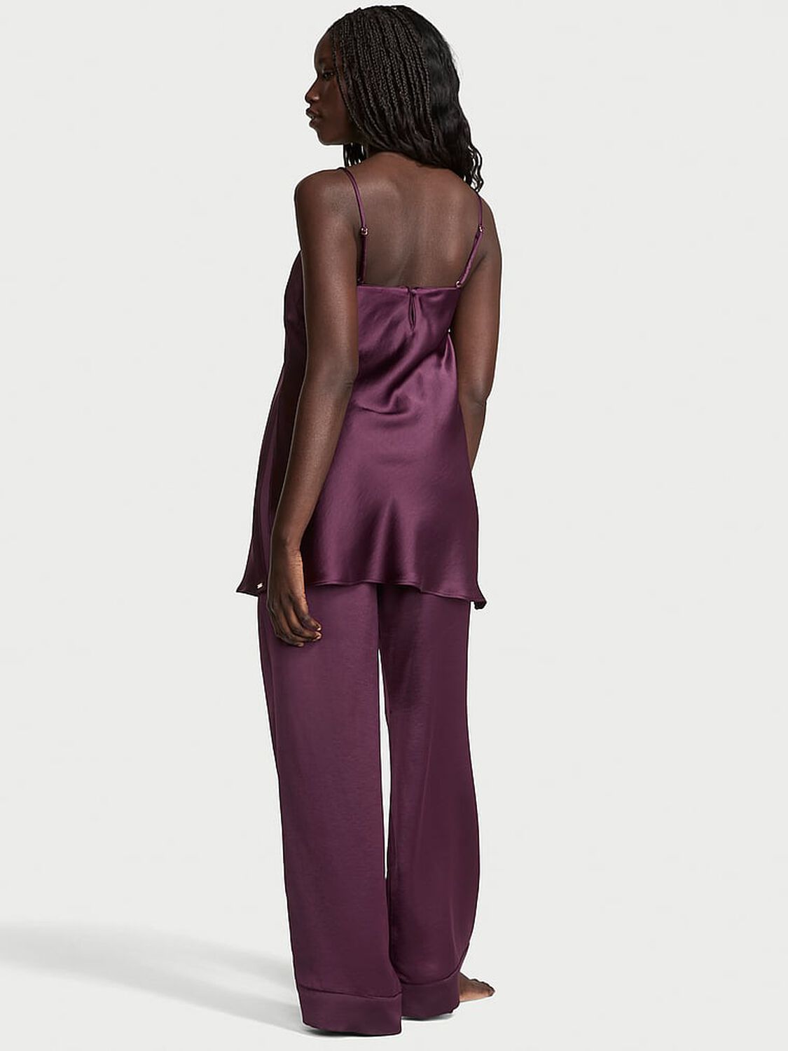 vs Victoria's Secret Luxe Satin Tunic Cami & Pant Set Winter Wine 2 of 3 