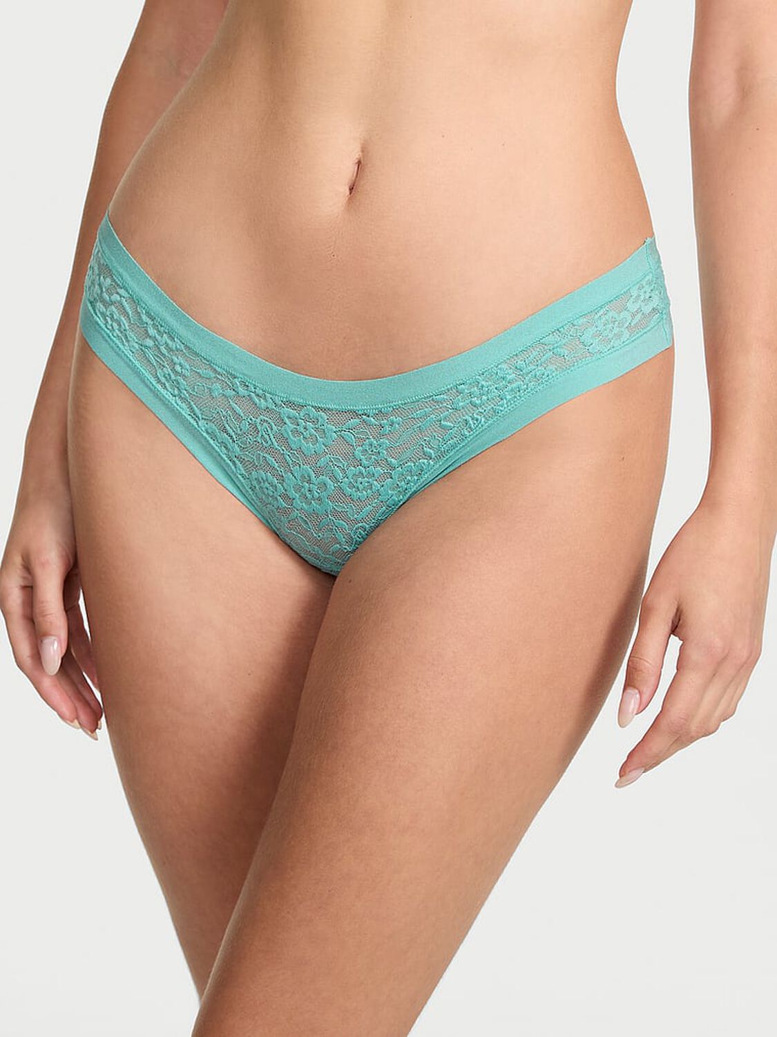 vs No-Show No-Show Lace Thong Panty Dusty Turquoise 1 of 2 