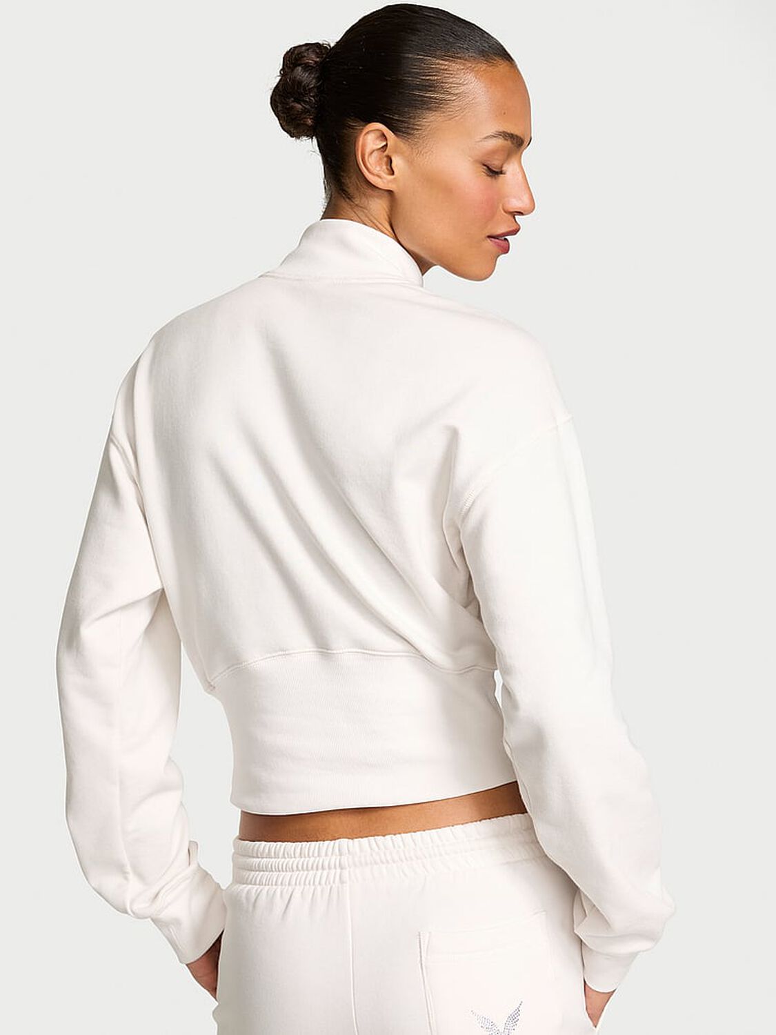 vs Angel Essentials Status Terry Fitted Half-Zip Sweatshirt Coconut White 2 of 3 