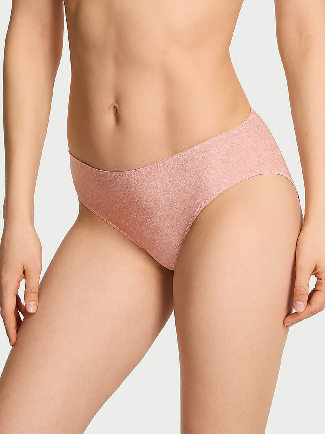 vs Body By Victoria Body by Victoria Flex Shimmer Mid-Rise Bikini Panty Royal Pink Shimmer 1 of 2 