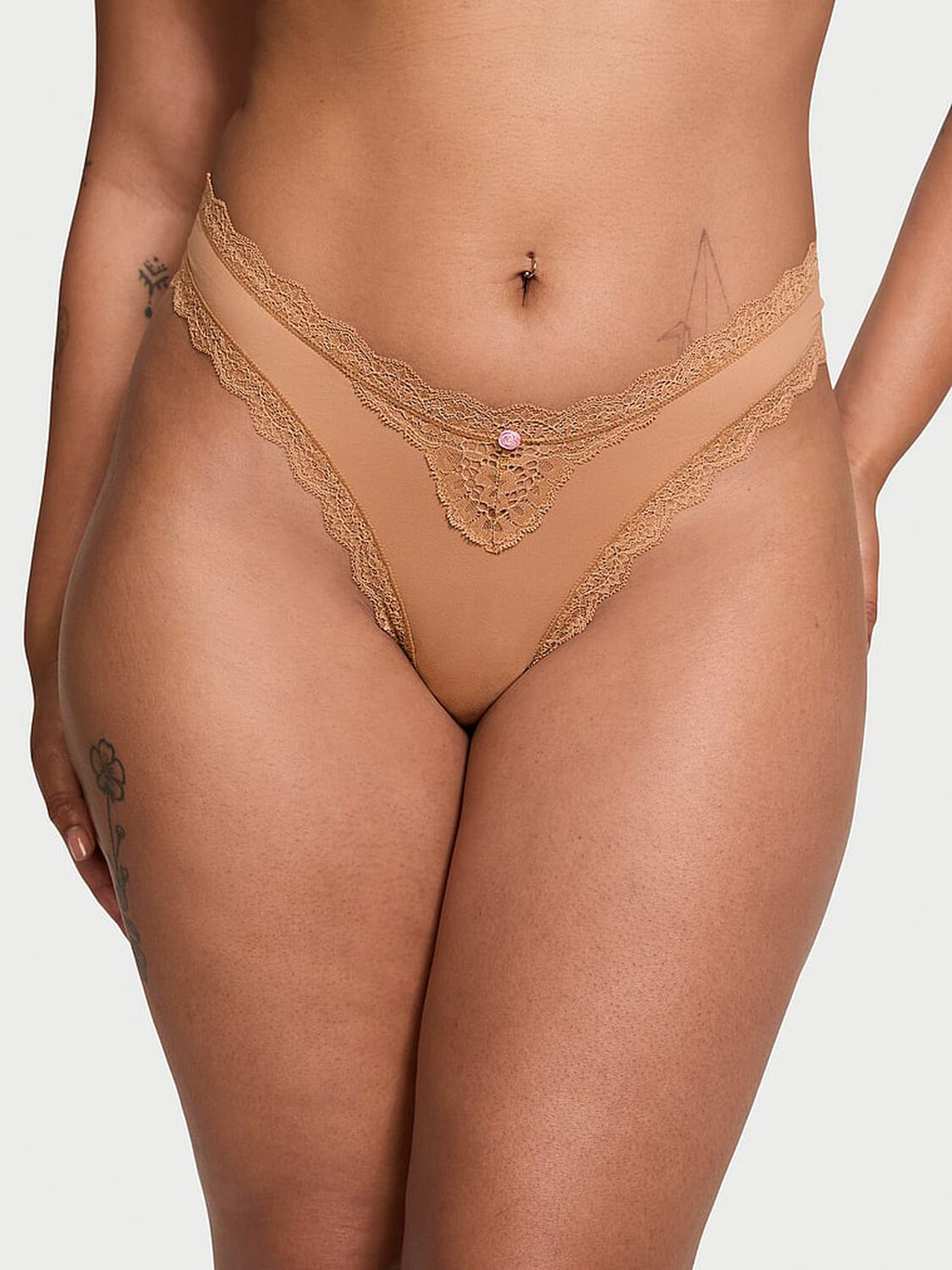 vs Dream Angels Lace-Trim Brazilian Panty Toffee 1 of 4 