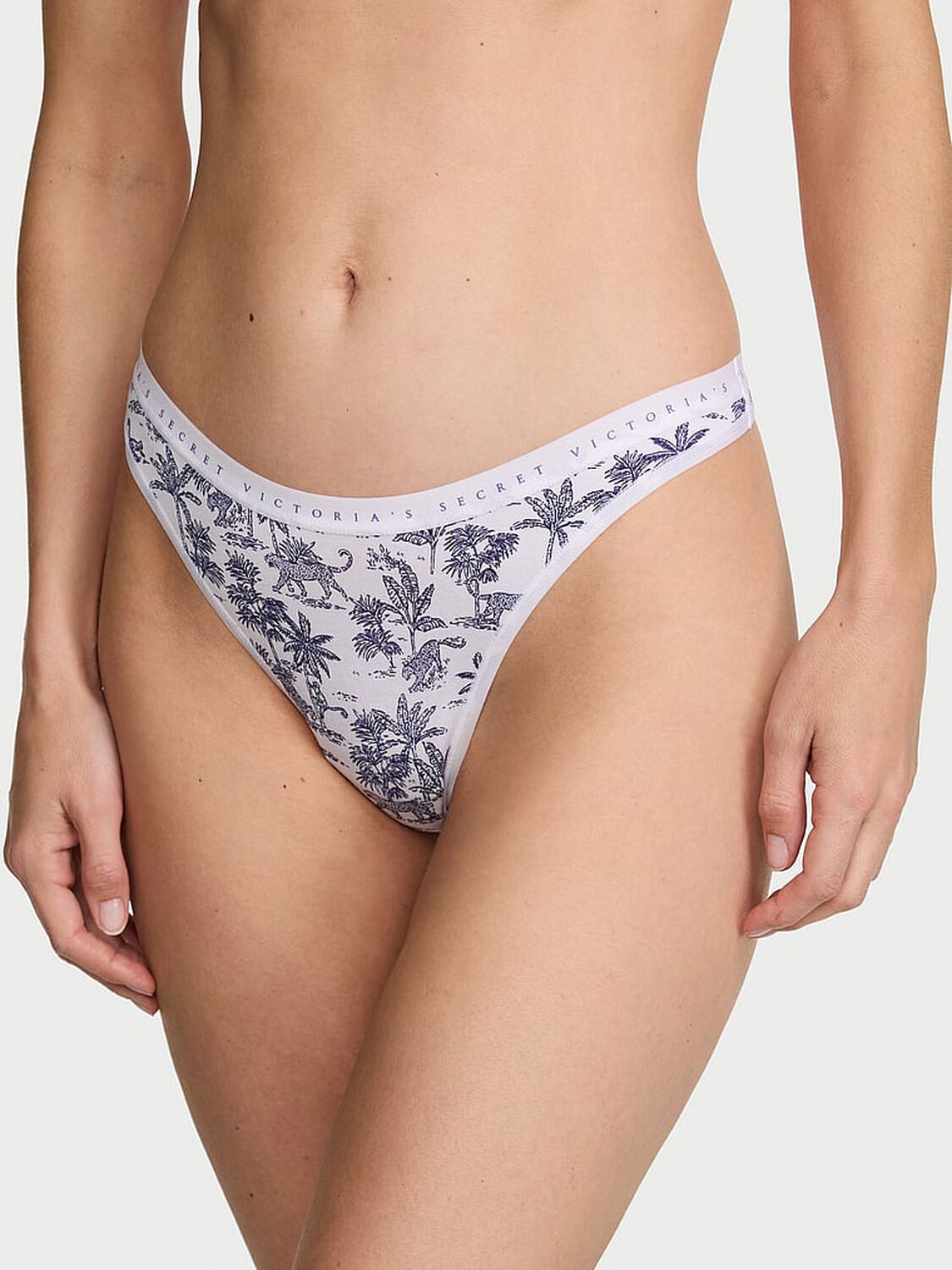 vs Victoria's Secret Stretch Cotton High-Leg Scoop Thong Panty Print 1 of 3 