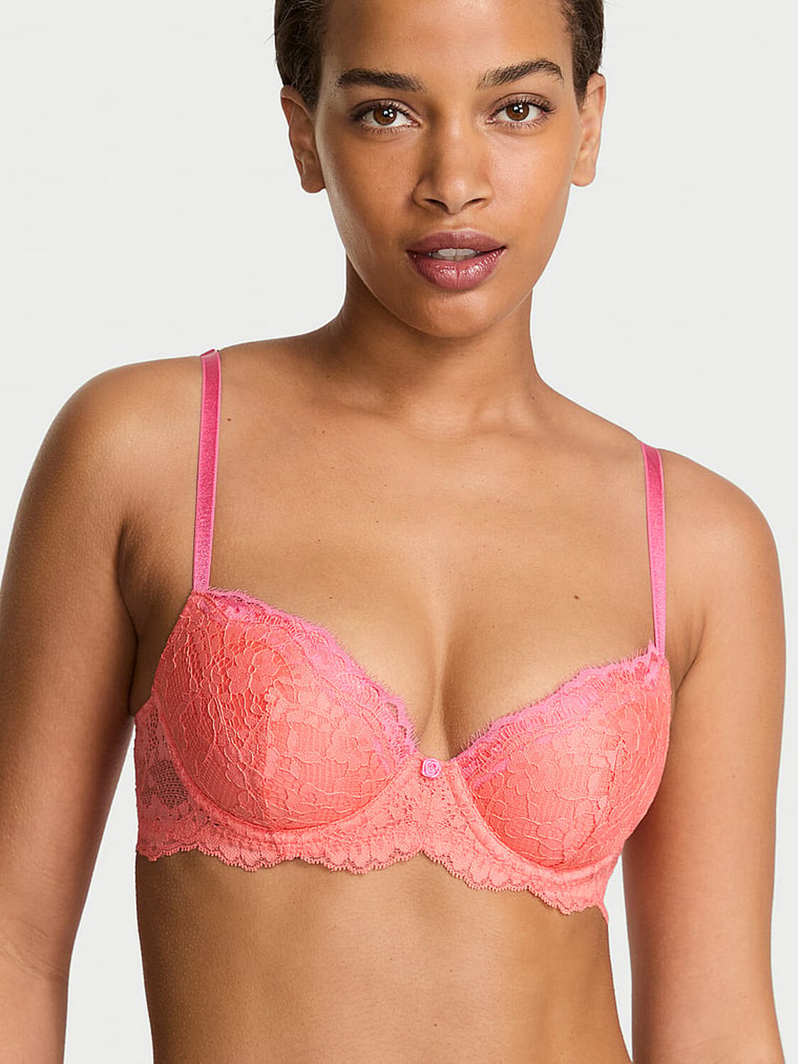 vs Dream Angels Lace Lightly Lined Demi Bra Cactus Flower 1 of 3 
