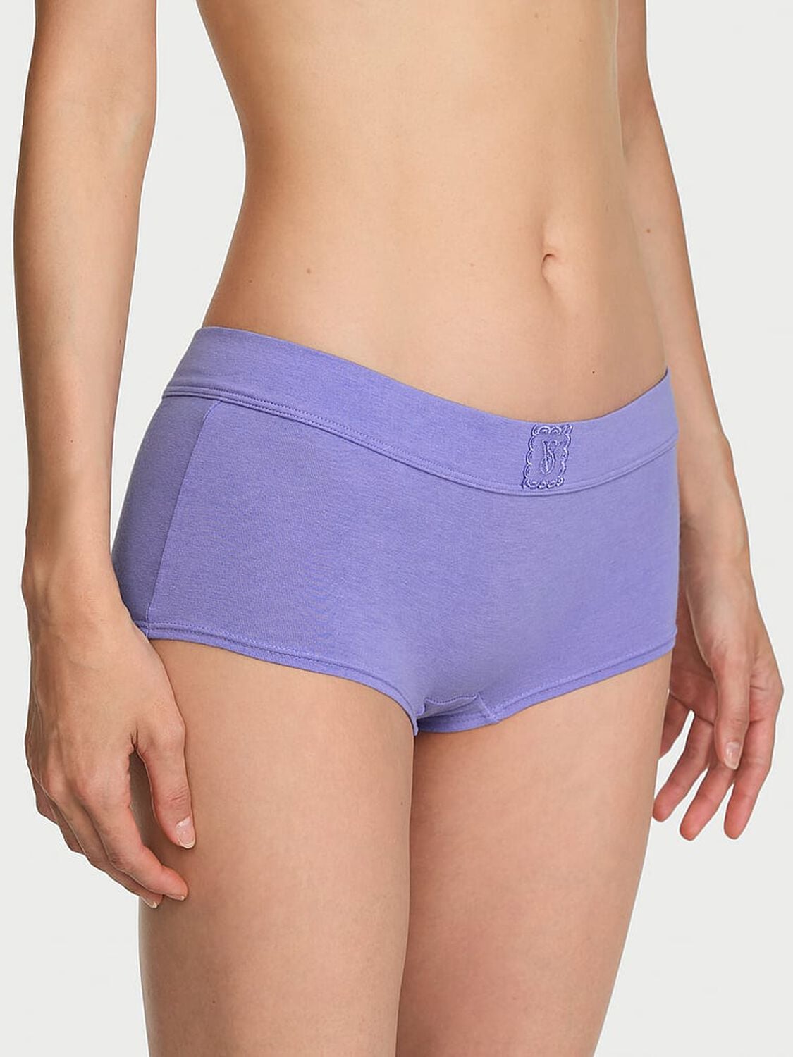 vs Cotton Logo Cotton Lace Patch Boyshort Panty Periwinkle 1 of 4 