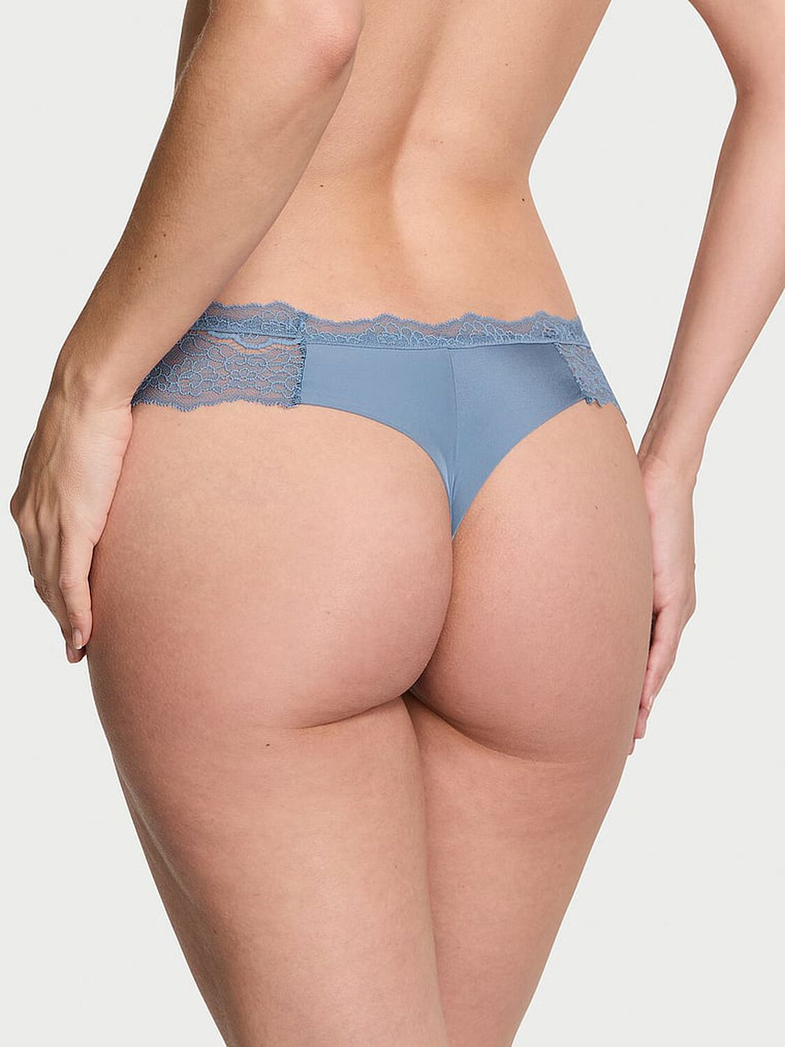 vs Dream Angels Lace-Trim Thong Panty Faded Denim 2 of 3 