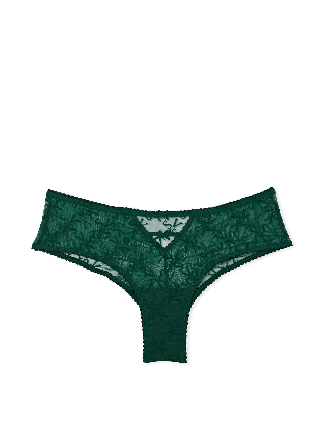 vs Victoria's Secret Flocked Logo Mesh Cheeky Panty Green Flocked Logo 3 of 3 