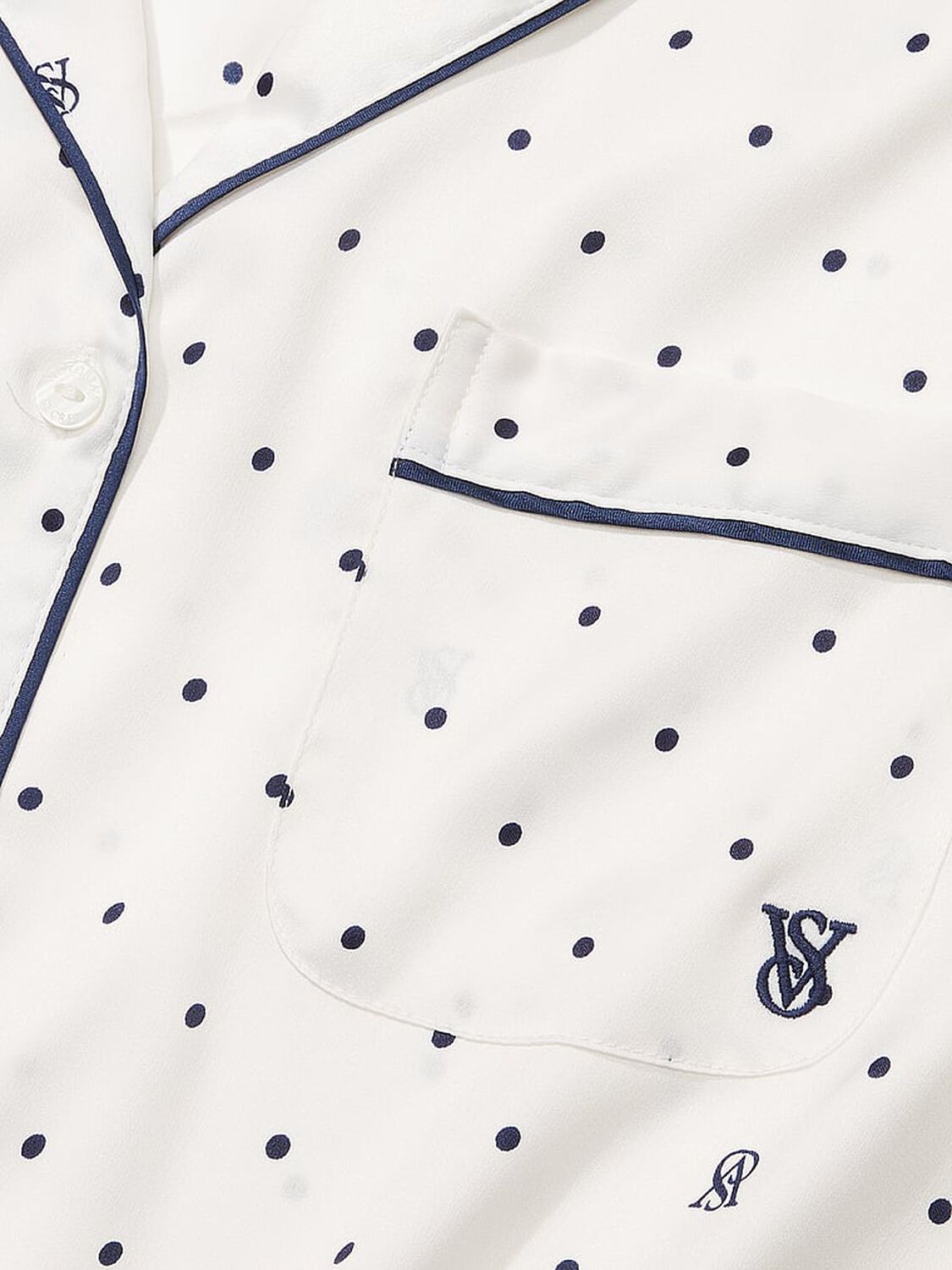 vs Victoria's Secret Satin Long Pajama Set Coconut White Dots 4 of 4 