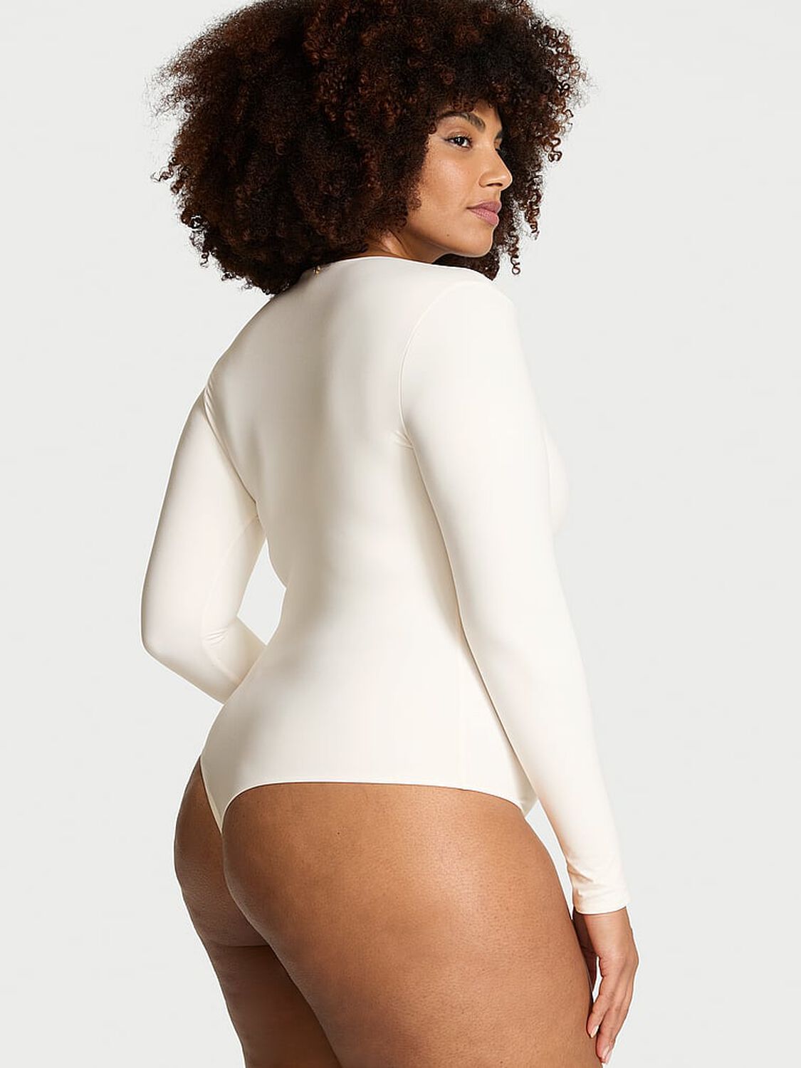 vs Victoria's Secret BODYWEAR by Victoria with FeatherSoft™ Innovation Long-Sleeve Bodysuit Coconut White 2 of 4 